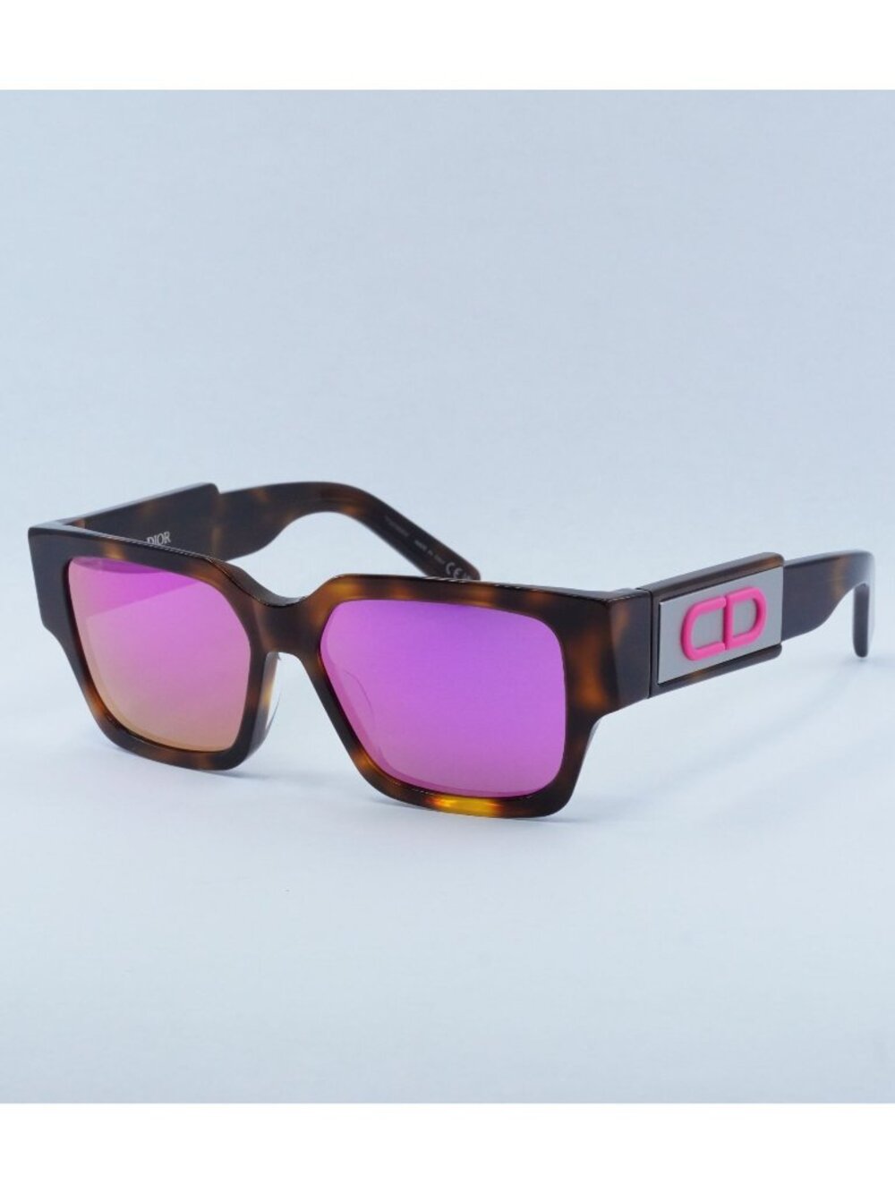 Dior CD SU 26N7 Sunglasses Brown Square Frame, Pink Mirrored Lenses